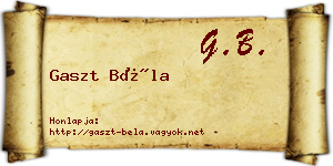 Gaszt Béla névjegykártya